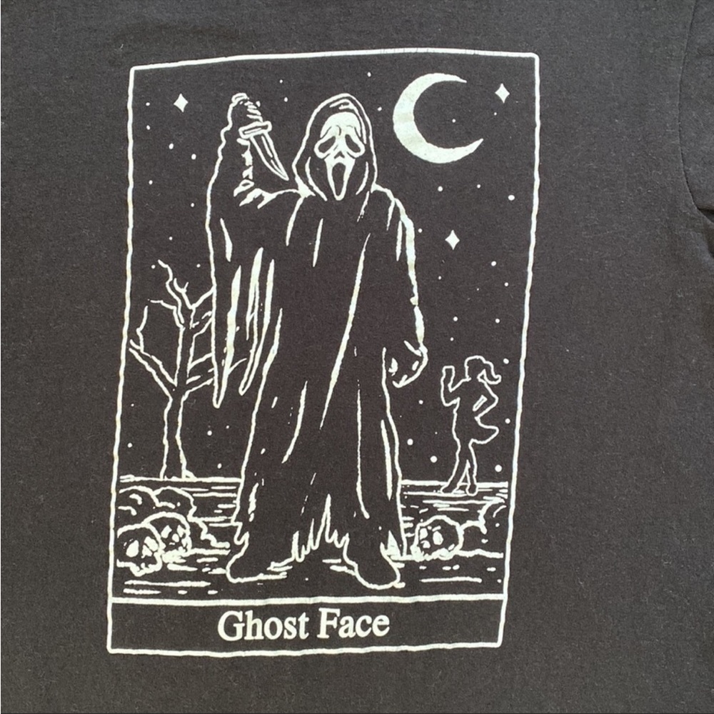 Ghost Face Scream Icons Of Horror Black Tarot Card T-Shirt - Picture 2 of 5